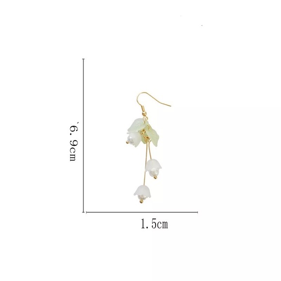 Pink or White Lily of the Valley Earrings - Picture 2 of 5
